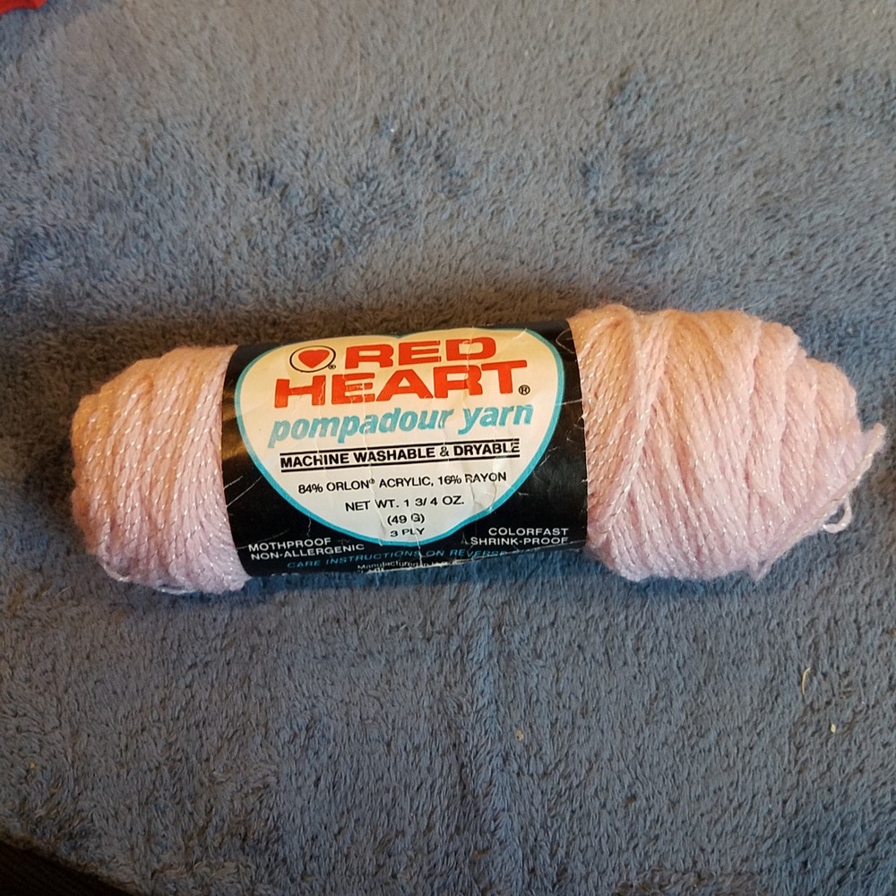 Red Heart Pompadour Yarn Orchid 1.75oz Pink Vintage 3Ply Acrylic Rayon Shimmer